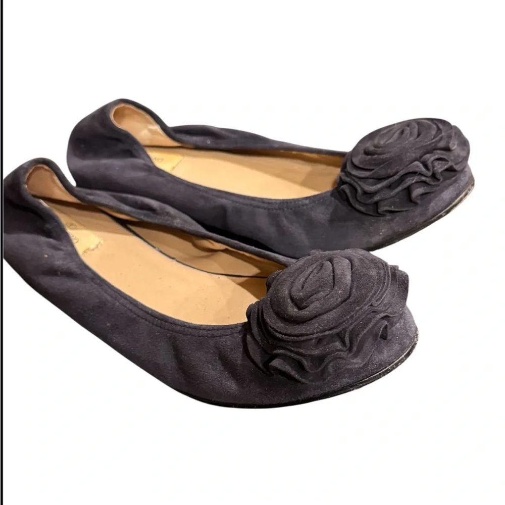 Valentino Garavani Black rosette Flats Elegant Comfort 8.5/38.5 made in Italy